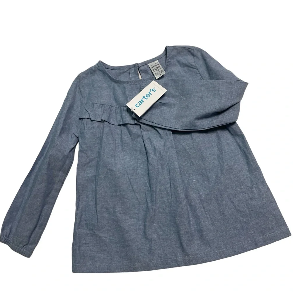 Long sleeve Shirts Peek stripe metallic top 2T , & Carter blue ruffle top 3T